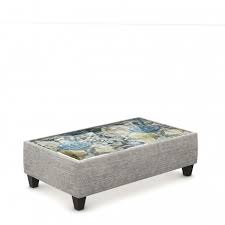Upholstered chesterfield glass top coffee table. Holland Park Glass Top Ottoman Coffee Table