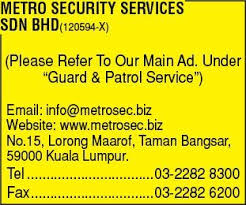 Buy our report for this company usd 14.99 most recent financial data: Metro Security Services Sdn Bhd Guard Patrol Service In Malaysia