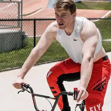 Defending gold medalist in bmx racing, had a brutal crash in the semifinals of his event and left the venue on a stretcher in an ambulance. Connor Fields