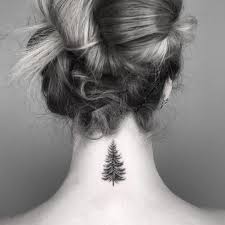 Minimal Pine Tree Tattoo On Neck Tattoo Ideas January 2020 Black Color Or On Body Neck Tattoo Ideas For More In 2020 Neck Tattoo Pine Tattoo Back Of Neck Tattoo