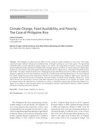 Pdf Climate Change Food Availability And Poverty The Case Of Philippine Rice