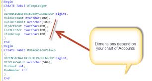 Sql For General Ledger Data By Dimension For Building Non Ax