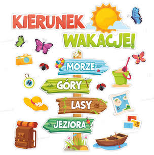 Dekoracje szkolne i przedszkolne - Kierunek wakacje - napis dekoracyjny XL (22 elementy, jednostronne) - Eduksiegarnia.pl