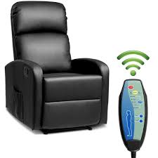 Giantex Massage Recliner Chair W Remote Control 5 Vibration Modes Adjustable Footrest Design Pu Leather Amp Recliner Chair Recliner Black Leather Recliner