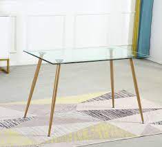 Maybe you would like to learn more about one of these? Buy Rectangle Dining Table Wisoice Modern Glass Table With Tempered Glass Table Top And Wood Printed Metal Legs For Home Kitchen Office Writing 47 2 X 27 5 X 29 5 L X W X H
