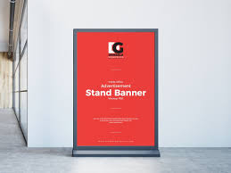 Free Inside Office Advertisement Stand Banner Mockup Banner Ads Design Banner Ads Mockup Templates