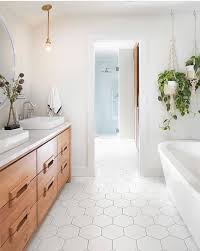 Master Hexagon Floor Natural Oak Cabinets White Walls Bathroom Trends Beautiful Bathrooms Bathrooms Remodel