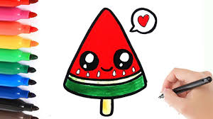 Ik gebruikte hiervoor een grafiet potlood en een. How To Draw A Melon Popcicle Kawaii Hoe Teken Je Een Meloen Ijsje Leren Tekenen Voor Kids Youtube