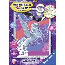 Malen nach zahlen von mammut: Malen Nach Zahlen 18x24 Cm Mit Farbigen Motivlinien Glittereffekt Stolzer Pegasus Ravensburger Mytoys