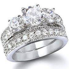 Gianna S Intricate Three Stone Cz Wedding Ring Set Fantasy Jewelry Box 63 95 Cz Wedding Ring Sets Sterling Silver Wedding Rings Sets Cheap Wedding Rings Sets