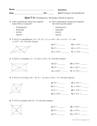 On what basis these all quadrilaterals follow this kind of hierarchy? Quiz 7 2 Parallelograms Rectangles Rhombi Squares David Hagel Library Formative