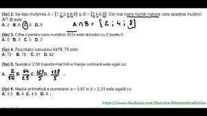 Teste clasa 4 matematica 2017. Clasa A Vi A Test Initial 1 Partea I Youtube