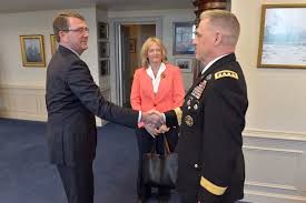 This year, however, his wife, hollyanne, was the one who made headlines by saving a veteran's life during a ceremony. Defense Secretary Ash Carter Greets Army Gen Mark A Milley And His Wife Hollyanne In His
