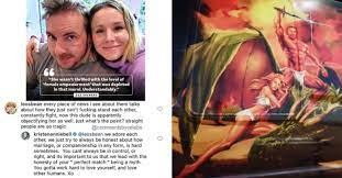The mural features a comically buff shepard in a loincloth wielding a sword atop a slain dragon. Kristen Bell Responds To Commenter Who Said She And Dax Shepard Can T Stand Each Other
