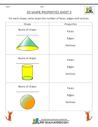 This shapes worksheet helps the child in understanding the sides of a shape and counting their number. 3d Shapes Worksheets