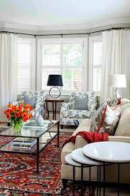 Transitional Living Room With Oriental Rug Custom Textiles And Nesting Tables Farm House Living Room Rugs In Living Room Rug Decor Living Room