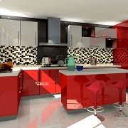 slab kitchen cabinet door in solid red