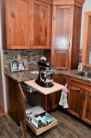 Add baskets on top of cabinets. Valparaiso Indiana Haas Rustic Hickory Kitchen Space Saver And Organization Rustic Kitchen Other By Bailey S Cabinets Houzz Au