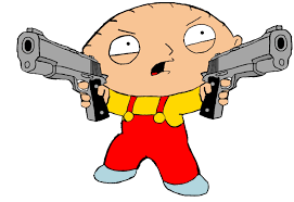 Stewie griffin holding a gun