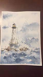Mare Acquerello Faro Tempesta Sea Acqua Pittura Ad Acquerello Dipinti Ad Acquerello Idee Acquerello