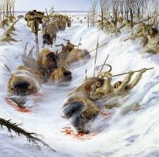 A Bison Hunting Scene From About 10 000 Years Ago At The Close Of The Ice Age By Robert Clifford Magis Prehistoric Man Prehistoric Animals Ancient Animals
