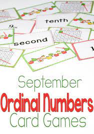 Ordinal Numbers Card Game For September Life Over C S Ordinal Numbers Numbers Card Ordinal Numbers Activities