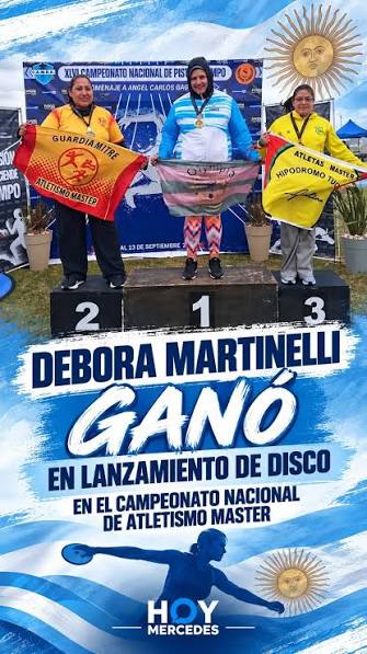 Débora Martinelli obtuvo tres oros en el Campeonato Master