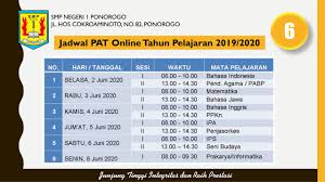 Jun 08, 2021 · jadwal pat 2020/2021. Pelaksanaan Penilaian Akhir Tahun Smp Negeri 1 Ponorogo