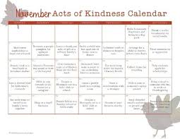 November Acts Of Kindness Calendar Random Acts Of Kindness Kindness Acting