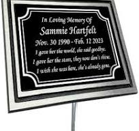 Memorial Plaque, 8" x 10" Personalized Grave Marker, Remembrance Plaque,  Outdoor, Indoor Memorial Plate, Heavy Cast Aluminum With Stake