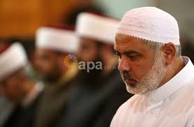 Palestinian Prime Minister in Gaza Strip, Ismail Haniyeh attends Altaraweh  prayers in Gaza city