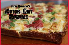Put the pizza dough in the pan and gently stretch it out to fit so the dough reaches the corners. Pizza Recipe Video Peter Reinhart S Motor City Hawaiian Pmq Pizza Magazine