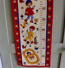 vintage kolf austria cotton fabric childrens growth height chart