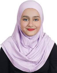 Girl's Hijab Cotton 1 piece Amira Headscarf Cotton one Pcs Hijab (Lavender)