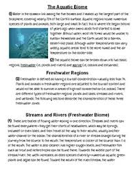 Aquatic Biome Worksheets Teaching Resources Teachers Pay