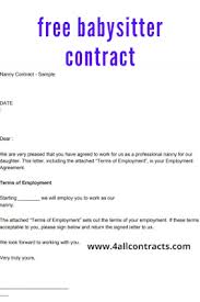 free babysitter contract template sample in pdf sample contracts