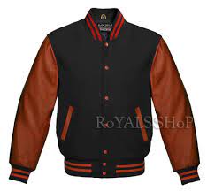 Varsity Black Wool And Genuine Brown Leather Sleeves Letterman Baseball Jacket Royalsshop Lettermanbaseball Baseball Jacket Jackets Leather Sleeve