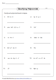 Classify Polynomials Based On Degree Polynomials Classifying Polynomial Worksheets