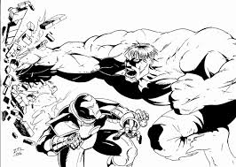 Discover all our printable coloring pages, to print or download for free ! Marvel Superhero Iron Man Versus The Hulk Fighting Coloring Page For Kids Printable