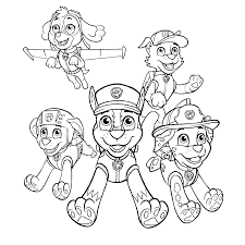 Paw patrol sky zuma chase tracker ryder rocky und logo ausmalbilder für kinder kostenlos in der dunkelheit der nacht im licht des tages werden wir die paw patrol der adventure bay dienen. Kleurplaat Paw Patrol Marshall