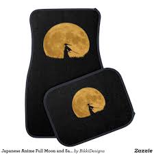 Japanese Anime Full Moon And Samurai With Katana Car Floor Mat Zazzle Com In 2020 Japanese Anime Car Floor Mats Katana