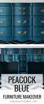 Diy Furniture Blue Painted Furniture Ideas Peacock Blue Chalk P Sinyaya Mebel Peredelka Mebeli Dlya Spalni Obnovlenie Mebeli