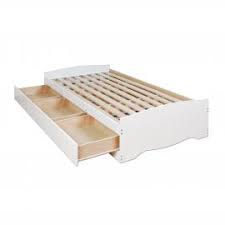 Glacier brown stain and clear lacquer queen platform bed. Platform Storage Beds Prepac Mfg