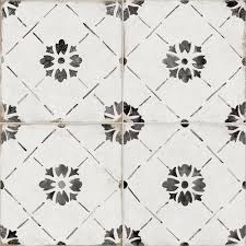 Della Torre Sorrento Vintage 29 Pack Black And White 8 In X 8 In Glazed Porcelain Encaustic Floor And Wall Tile Lowes Com Floor And Wall Tile Black And White Tiles White Tile Floor