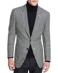 Black And White Checkered Jacket Mens Tom Ford Buckley Base Large Gingham Sport Coat Black White Mens Fashion Suits New Mens Suits Dress Suits For Men