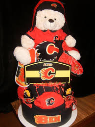 Calgary Flames Diaper Cake Diapercake Baby Calgary Www Cakeistry Ca Boyfriend Gifts Personalized Hockey Gifts Hockey Gifts
