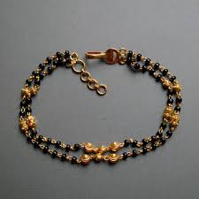 Black And Gold Bracelet For Babies 18k Gold Bracelet Gold Chain With Black Beads Mangalsutra Gold Bracelet Chain Black Beaded Bracelets Black Beaded Jewelry
