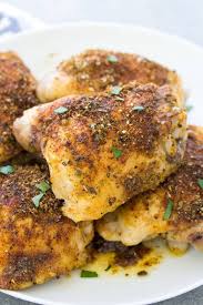 Easy Crispy Baked Chicken Thighs With Bone In Chicken Thighs Olive Oil Italian Seaso Baked Chicken Thighs Crispy Baked Chicken Thighs Chicken Thights Recipes