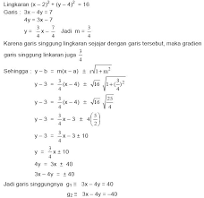 Tentukan ilustrasi gambaran nya adalah Persamaan Garis Singgung Lingkaran Materi Lengkap Matematika