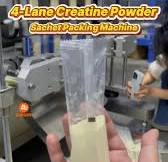 No scoop? No problem. Watch how we pack pure Creatine Monohydrate into  convenient single-serve sticks., This 4-Lane machine is a beast! 🦍 It  handles fine, fluffy powder without creating a dust cloud., ...
